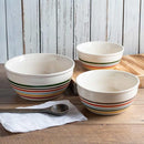 BAUM STRIPED BOWL SET 3 PIECES STONEWARE - MULTI - Like New