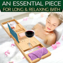 SERENELIFE PREMIUM BATHTUB TRAY CADDY WITH GIFT BOX AND BOW SET - BROWN - Brand New