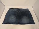 MADDEN NYC WOMEN'S EMBROIDERED BOW DENIM SKIRT SIZE: WOMEN XL - DARK MEDIUM WASH - Brand New