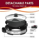 Elite Gourmet EMG6505G 12" Smokeless Indoor Electric BBQ Grill Glass Lid - SS - Like New