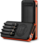 ALPHA DIGITAL SOLAR POWER BANK WITH WIRELESS CHARGING, 10000MAH - BLACK ORANGE - Like New