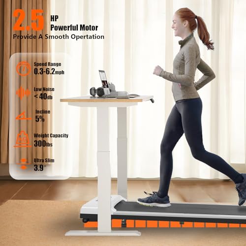 WALKING PAD TREADMILL WITH INCLINE, UNDER DESK, 300+ LBS WEIGHT, M1 - WHITE - Like New