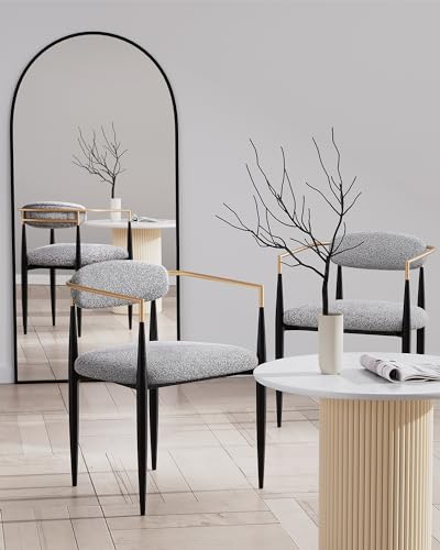 Morden Fort Modern Boucle Dining Chairs Luxury Upholstered Backrest Set of 2 - Like New