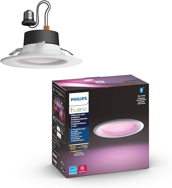 Philips - Hue 4" High Lumen Recessed Downlight White and Color Ambiance - WHITE Like New