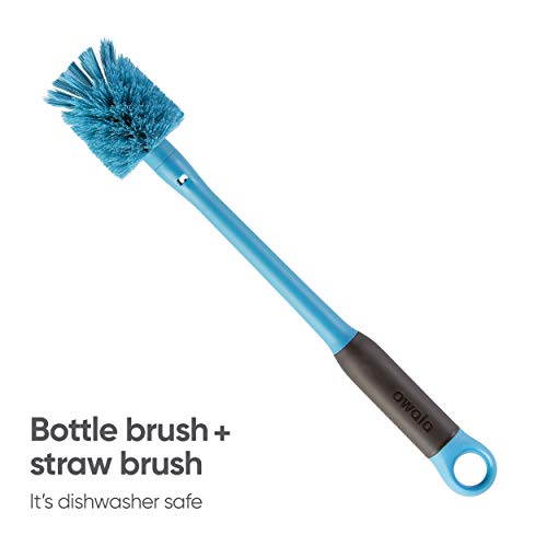 OWALA 2-IN-1 WATER BOTTLE BRUSH CLEANER AND WATER BOTTLE - SMOKEY BLUE - Brand New