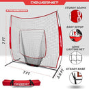 POWERNET BASEBALL SOFTBALL PRACTICE NET 7X7 BASEBALL ACCESSORIES 1001-7X7-RED - Like New