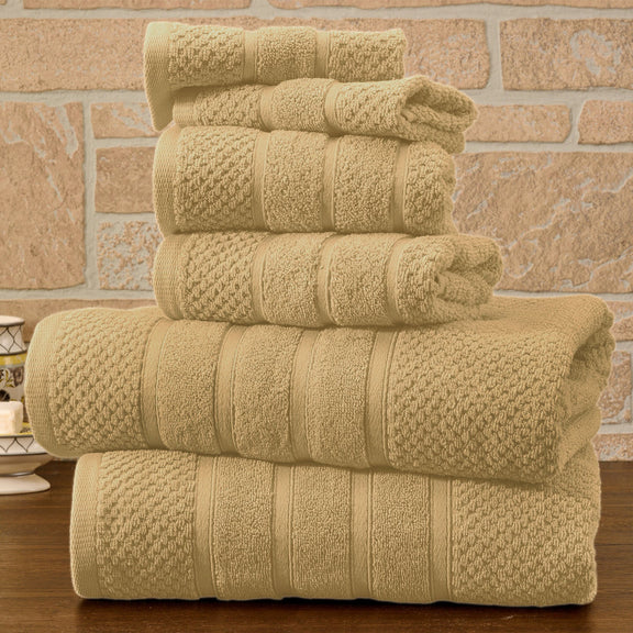 BIBB HOME 6 PIECE EGYPTIAN COTTON TOWEL SET - LINEN - Brand New