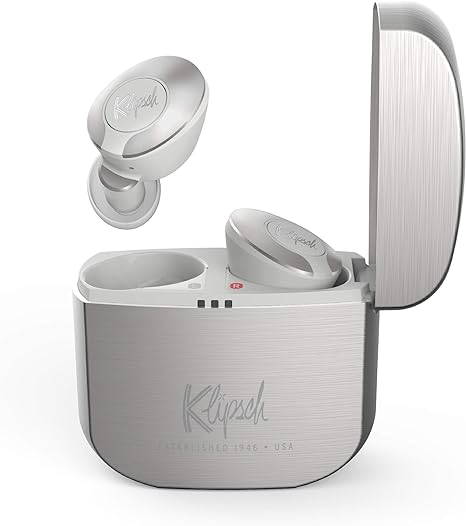 Klipsch T5 II True Wireless Bluetooth 5.0 Earphones Beamforming Mics - Silver Like New