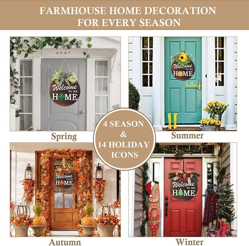 GENERIC HOME WREATH, INTERCHANGEABLE WELCOME WREATH 12 - Like New