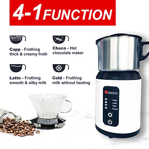CASARA 4-IN-1 ELECTRIC MILK STEAMER AND FROTHER MF-02 - WHITE - Like New