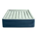 INTEX ELEVATED 18" PILLOW REST QUEEN AIR MATTRESS, INTERNAL PUMP, OFF-WHITE/BLUE - Like New
