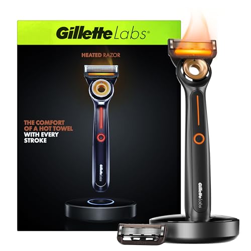 GILLETTELABS HEATED RAZOR STARTER KIT 1 HANDLE 2 BLADE REFILLS 1 DOCK - BLACK - Like New