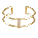 VINCE CAMUTO GOLDTONE 2 ROW BAGUETTE CRYSTAL STONE CUFF BRACELET V12789 - Brand New