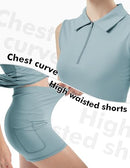 Women's Tennis Golf Dresses Zipper V-Neck Sport Activewear with Shorts - Brand New