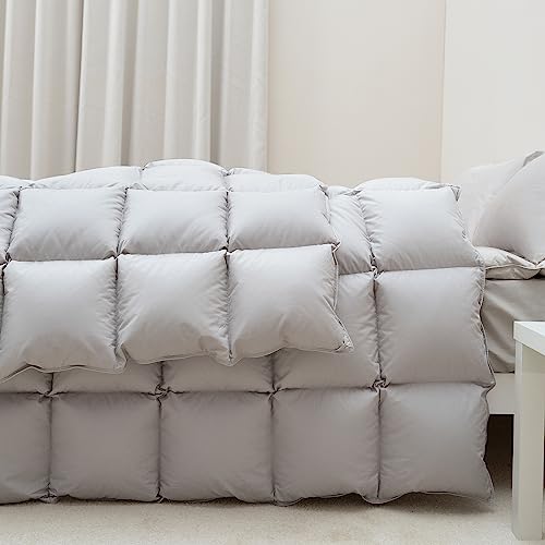 BEVINK FEATHER DOWN COMFORTER TWIN SIZE, ALL SEASONS DUVET INSERT LIGHT GREY - Brand New
