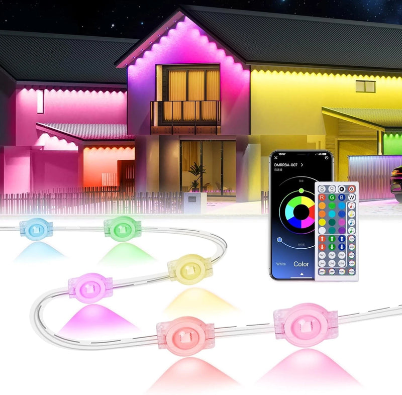 MULIVID 150FT PERMANENT OUTDOOR LIGHTS SMART RGB REMOTE APP CONTROL. - Like New