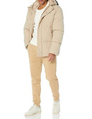 AMAZON ESSENTIALS MENS MID-LENGTH HOODED PUFFER COAT - SIZE M - TAN - Like New