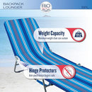 Rio Brands Lay Flat Backpack Beach Lounge Chair B07QDBRFSF - Orange and Green - Brand New