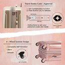 KENSIE 20" "ALMA" CARRY-ON TSA-LOCK SPINNER LUGGAGE TD-57920 - ROSE GOLD - Brand New