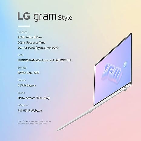 LG Gram Style 14” OLED i7-1360P 16GB 512GB SSD 14Z90RS-K.AAW7U1 - Dynamic White - Like New