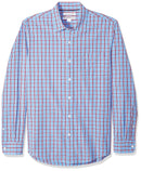 AMAZON ESSENTIALS MEN'S SLIM-FIT LONG-SLEEVE SHIRT SIZE M - BLUE PLAID/RED - Brand New