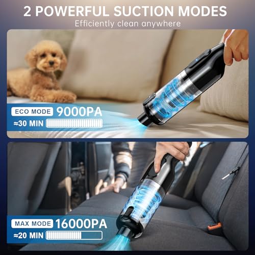 DORMZIE HANDHELD VACUUM CORDLESS CAR VACUUM 16000PA VC029 - BLACK - Like New