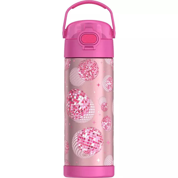 THERMOS 16OZ STAINLESS STEEL FUNTAINER WATER BOTTLE WITH BAIL HANDLE, PINK DISCO - Brand New
