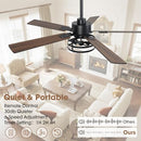 VACZON 52" Farmhouse Ceiling Fans Lights Remote Ceiling Fan, Brown/Black - Brand New