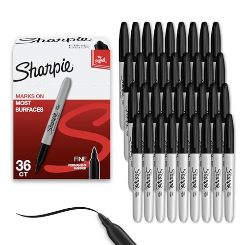 SHARPIE PERMANENT MARKERS, BULK SET, FINE TIP MARKERS, 36 COUNT - BLACK - Like New