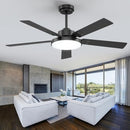 VCZ008BK Vaczon 52" Ceiling Fan Light Remote App 3CCT Reversible 6 Speed - Black - Brand New