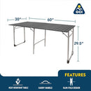 GCI OUTDOOR SLIM-FOLD TABLE REGULAR PORTABLE TABLE WITH ALUMINUM TOP - SILVER - Brand New