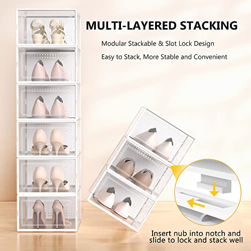SECRET SPACE 12 PACK LARGE SHOE ORGANIZER STORAGE BOXES - WHITE - Brand New