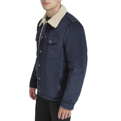 LEVI'S FAUX SHEARLING CORDUROY TRUCKER JACKET MEN'S S NAVY LM3RC501 - NEW - Brand New