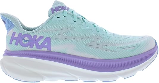 1127896 HOKA ONE ONE Clifton 9 Womens Shoes Sunlit Ocean/Lilac Mist 9 - Like New
