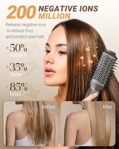IBAYS HAIR DRYER BRUSH 6 IN 1 HOT AIR STYLER, 110,000 RPM, CURLING - BLACK - Like New