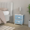 mDesign Dresser Night Stand 2 Drawers - Jane Collection, Light Blue/White - Brand New