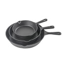 COMMERCIAL CHEF 3-PIECE CAST IRON SKILLET SET - PRE-SEASONED - Scratch & Dent