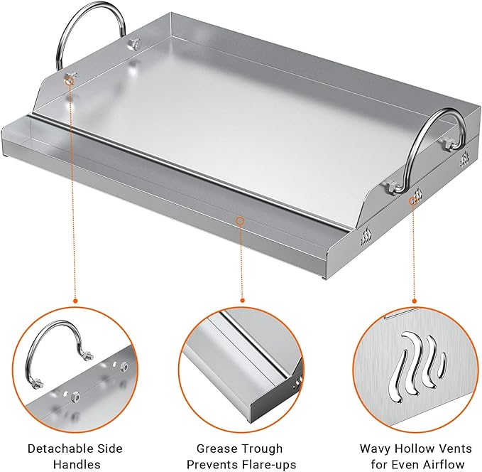 Onlyfire Universal Stainless Steel Griddle F1-BGG8201-SS - Silver - Like New