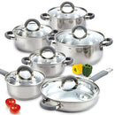 COOK N HOME BASICS STAINLESS STEEL COOKWARE SETS POTS PANS 12-PIECE - SS - Like New