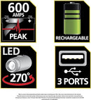 STANLEY J309 Portable Power Station Jump Starter 600 Peak Amp - Black/Silver - Like New