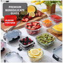EATEX 8-PACK GLASS FOOD STORAGE CONTAINERS WITH LIDS - BLACK/CLEAR - Like New