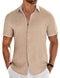COOFANDY MEN'S CASUAL BUTTON DOWN SHIRTS SHORT SLEEVE SUMMER BEACH - M - KHAKI - Like New