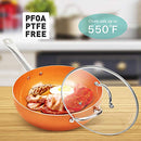 SHINEURI 7 Pieces Cookware Set 12" Woks with Lid 9.5" Frying Pans 4 Utensils - Brand New