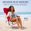 CARIBBEAN JOE FOLDING BEACH CHAIR CHAIR WITH HEADREST 350LBS CAPACITY - RED - Brand New