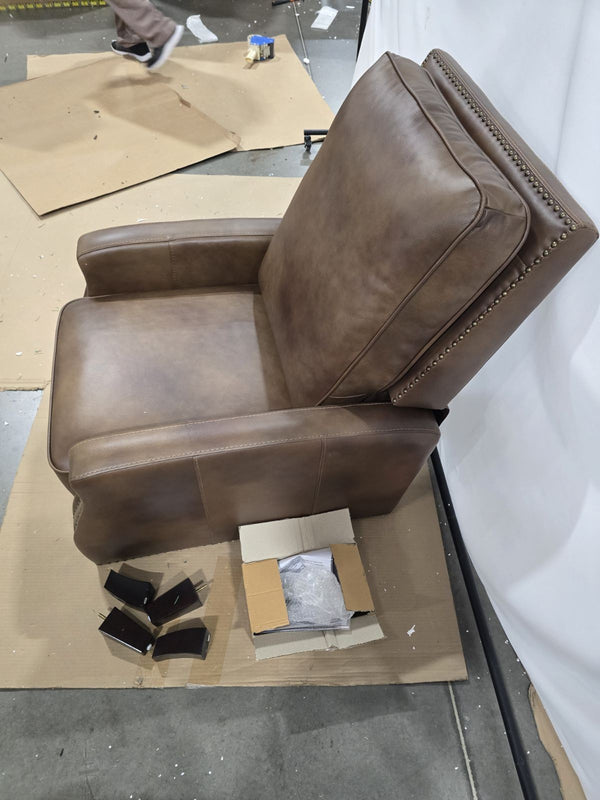 GENERIC LEATHER PUSH BACK RECLINER - BROWN - Like New