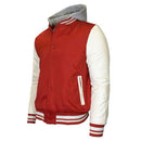GALAXY BY HARVIC FORMAKER HOODED VARSITY JACKET DETACHABLE HOOD XL - RED/WHITE - Like New