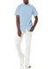 AMAZON ESSENTIALS MEN'S SLIM-FIT SHORT-SLEEVE POPLIN SHIRT LIGHT BLUE GINGHAM - Brand New