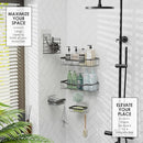 CLARA CLARK SHOWER CADDY ADHESIVE ORGANIZER, RUSTPROOF STAINLESS STEEL - GREY - Like New