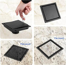 Efd-B-Y15 6 Inch Square Shower Drain FLANGE REVERSIBLE 2-IN-1 COVER - BLACK - Like New