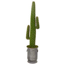 Nearly Natural 64in Cactus Copper Trimmed Metal Planter Silk Plants Green - Brand New
